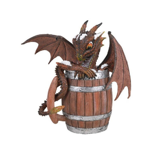 Dark Beer Wooden Barrel Mug Winged Dragon Resin Figurine By Stanley Morrison 6 inch
