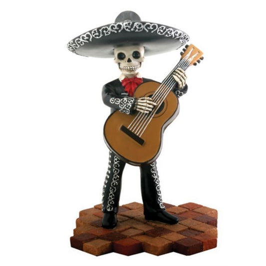 Skeleton Black Mariachi Band Bassist Player Day of the Dead Figurine 5.5 inch
