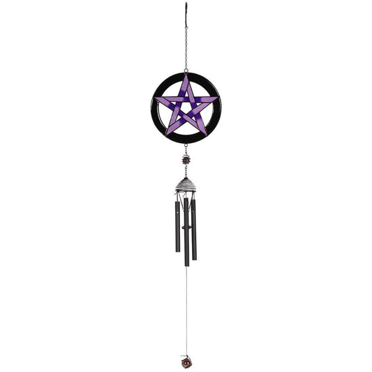 Purple Pentagram Wind Chime Outdoor Garden Windchime 31 inch