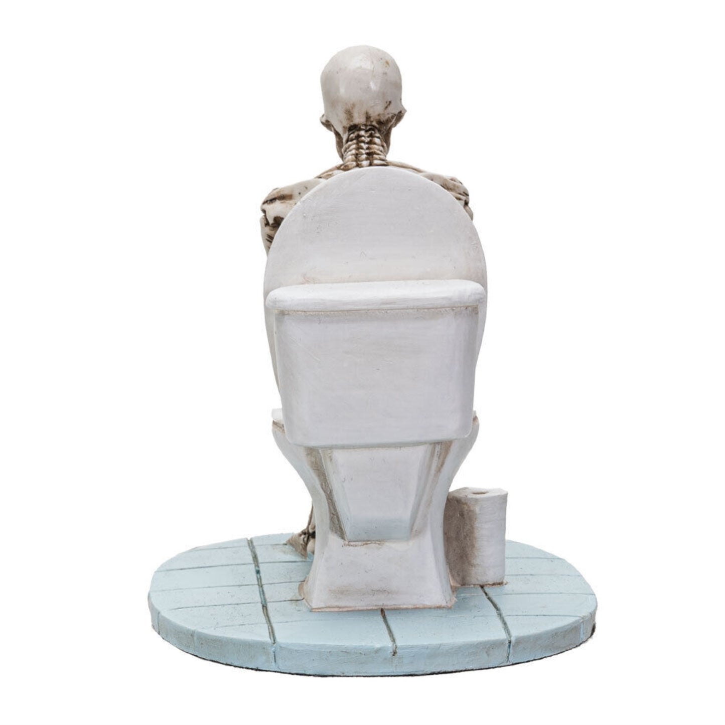 Skeleton Sitting on Toilet Looking At Phone Figurine 4.25 inch