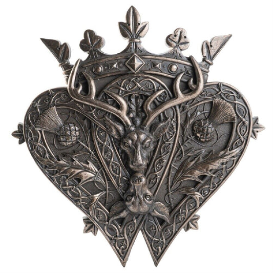 Highland Scots Luckenbooth Wall Plaque With Stag and Thistle by Maxine Miller 10.75 x 11.25 inch