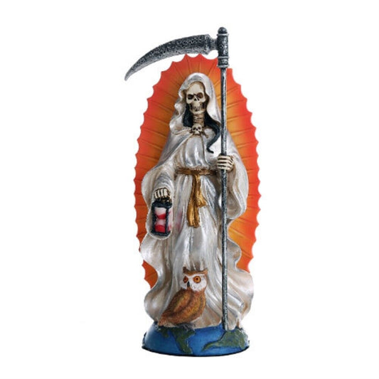 White Santa Muerte Saint of Holy Death Standing Religious Statue 7.25 Inch Purification Santisima Muerte Sculpture