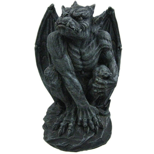 Poised Protector Winged Gargoyle Statue Guardian Gothic Resin Figurine 6.9 inch