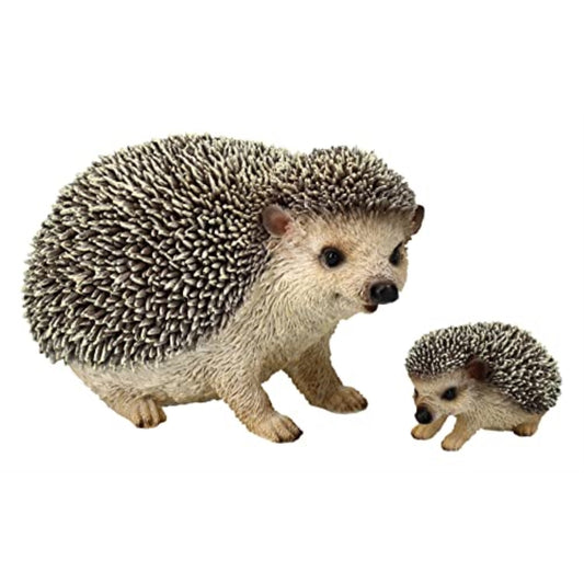 Brown Mother and Baby Hedgehog Figurine 7 Inch Long