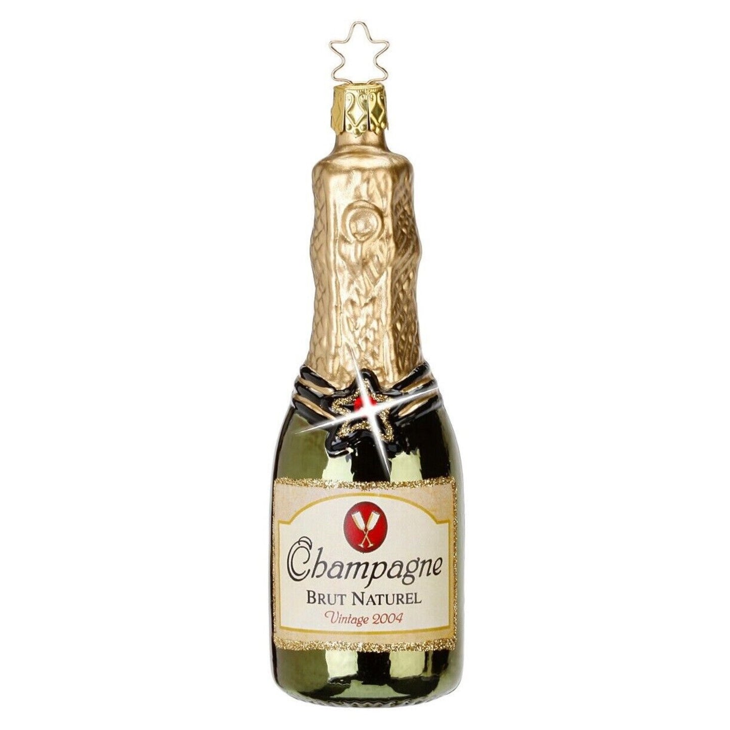 Inge Glas Champagne German Glass Christmas Tree Ornament FREE BOX