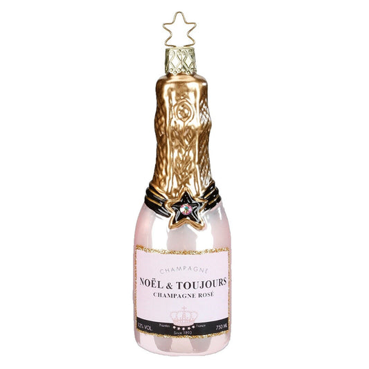 Inge Glas Rose Champagne German Glass Christmas Ornament Toast Christmas New Year FREE BOX
