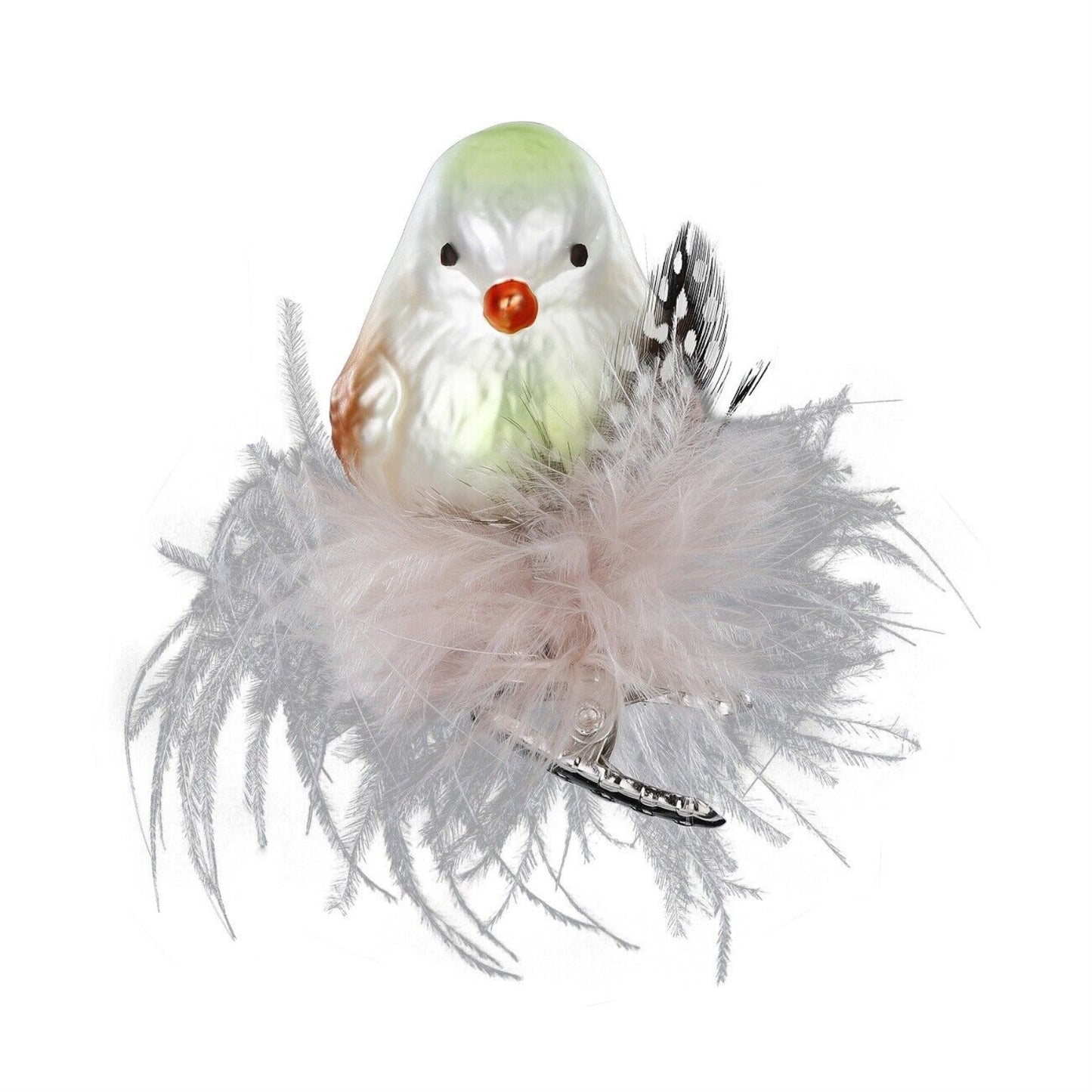 Inge Glas Birdie in Nest Clip On German Christmas Ornament FREE BOX 2.4 Inch
