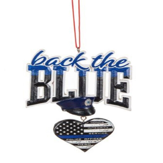 Ganz Police Officer Hat Back The Blue Christmas Ornament 4.5 Inch