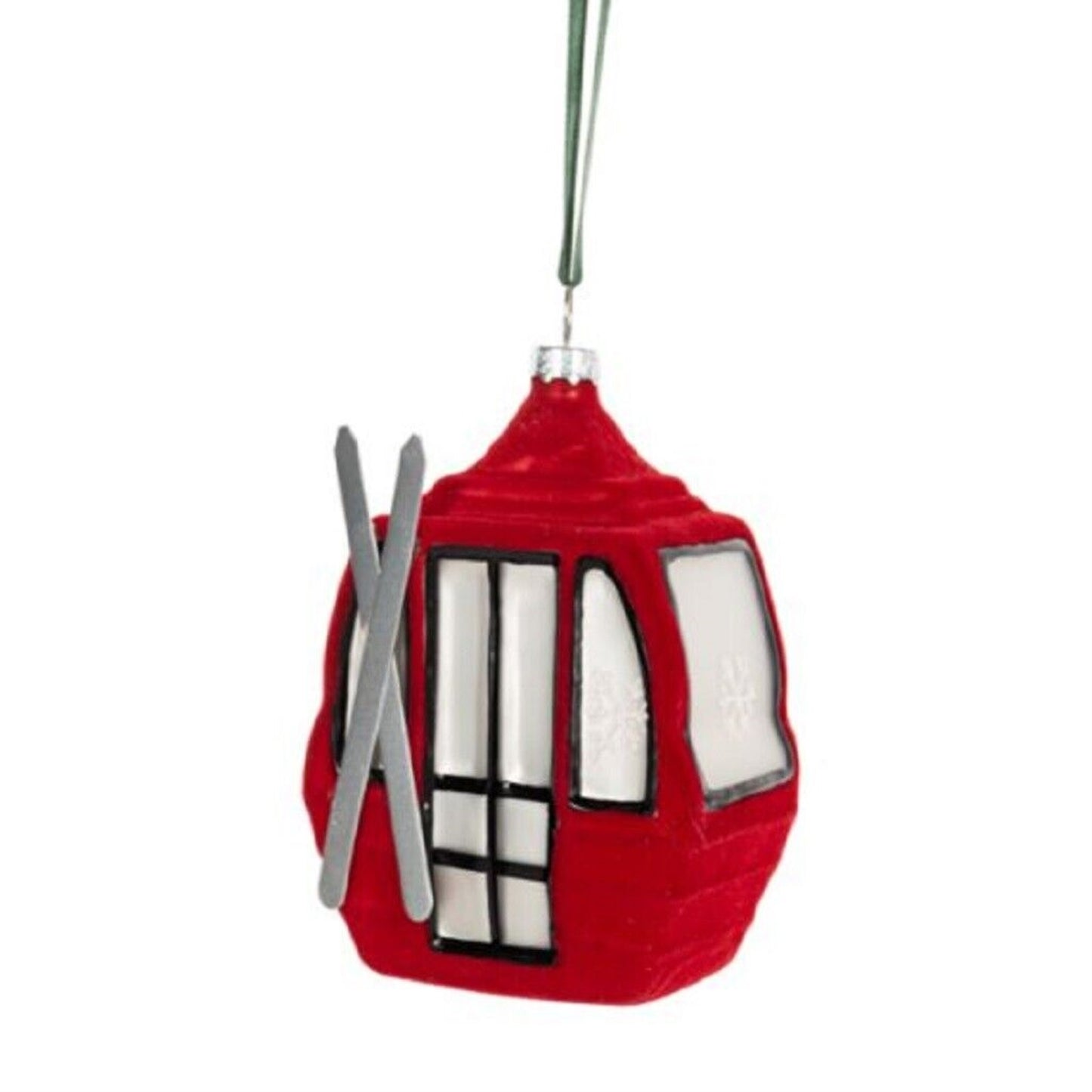 Ganz Flocked Gondola Christmas Tree Ornament 3.6 Inch Multicolor