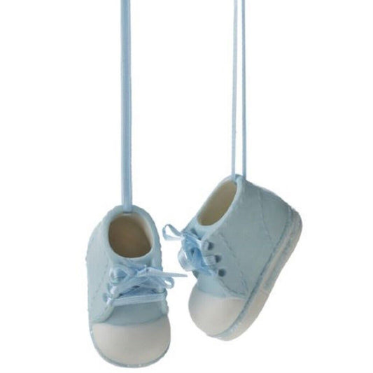 Blue Baby Boy Shoes Porcelain Christmas Ornament 1.2 inch