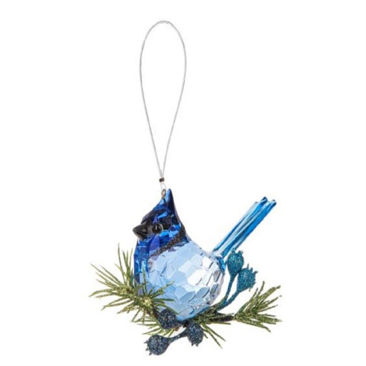 Ganz Krystal Blue Jay Bird Acrylic Christmas Tree Ornament 3.6 Inch