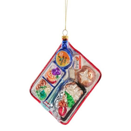 Ganz Airplane Meal Christmas Tree Ornament Glass 5.2 Inch Multicolor