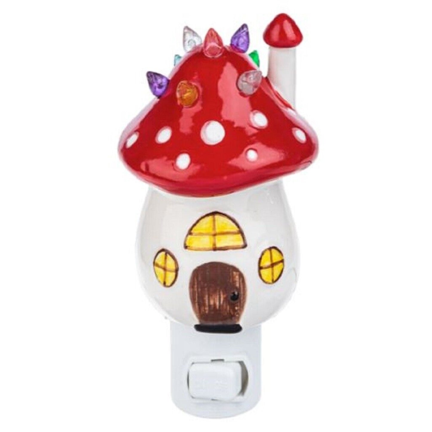Ganz Christmas Red Toad Stool Mushroom House Ceramic Plug in Night Light 5 Inch
