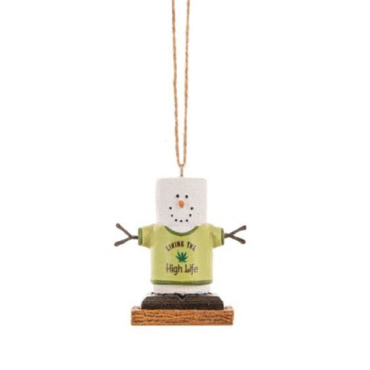 Ganz Smores Marshmallow Snowman Living High Snowman Resin Christmas Ornament 2.5 inch