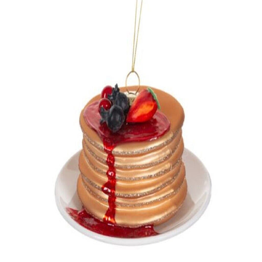 Ganz Stack of Pancakes Christmas Tree Ornament Glass 5 Inch Multicolor