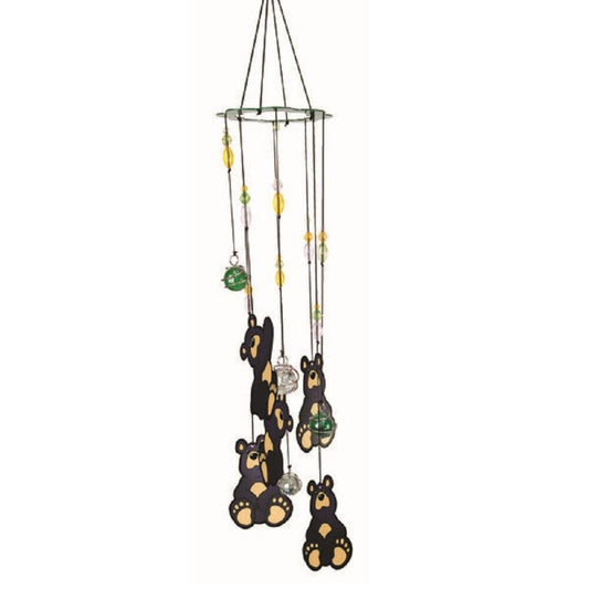 Spoontiques Black Bear Metal Wind Chime Outdoor Garden Décor Backyard and Patio Decoration 17 inch