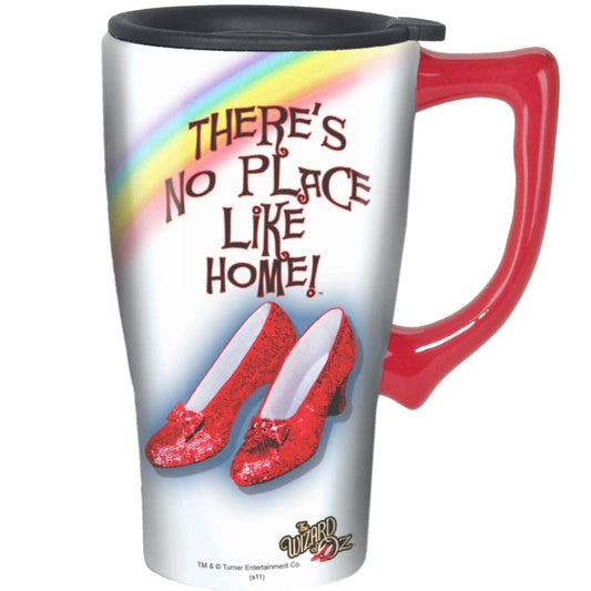 Wizard of Oz Ruby Slippers No Place Like Home Ceramic Insulated Travel Mug Coffee Cup 18 ounce