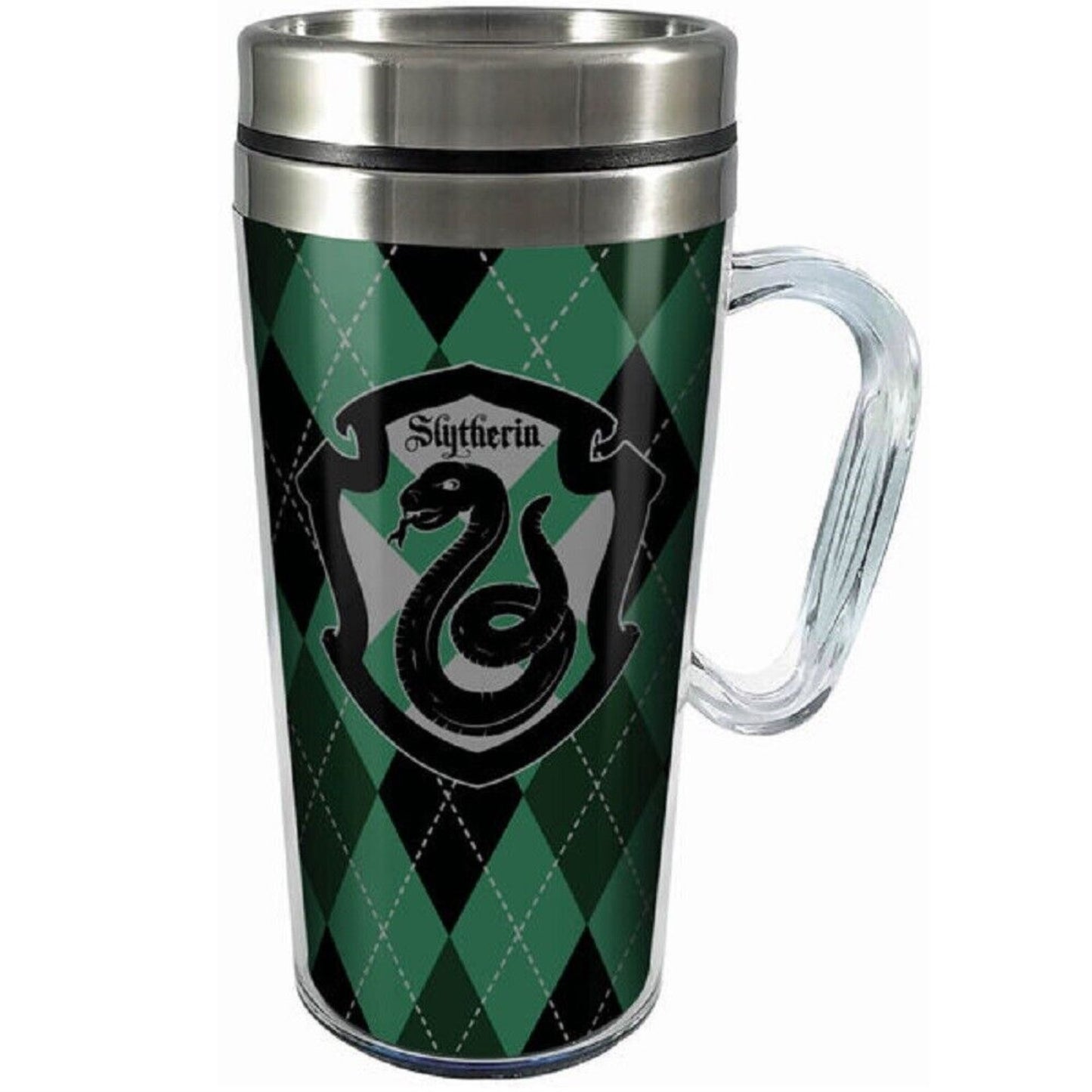 Spoontiques Harry Potter Slytherin Double Walled Stainless and Acrylic Insulated Travel Mug 14 ounce