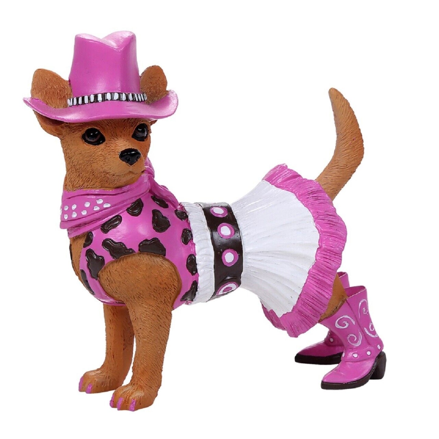 Adorable Western Cowgirl Chi Chi Chihuahua in Costume Dog Figurine 4.75 inch