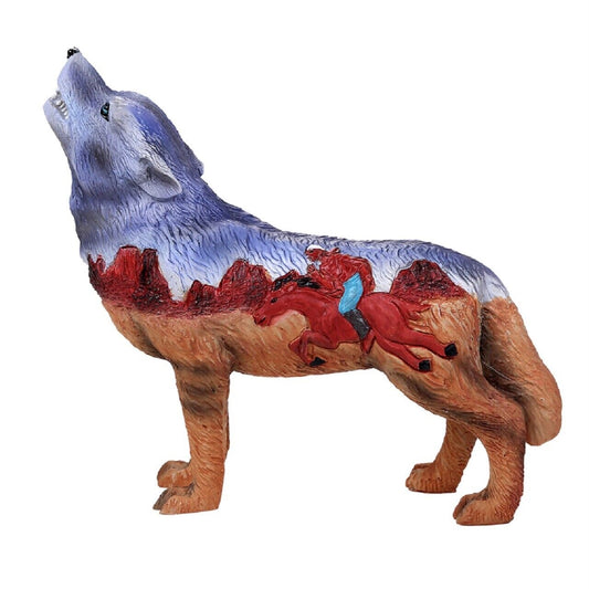 The Wolf Spirit Collection Indian Rider Figurine Howling Wolf 6.25 inch