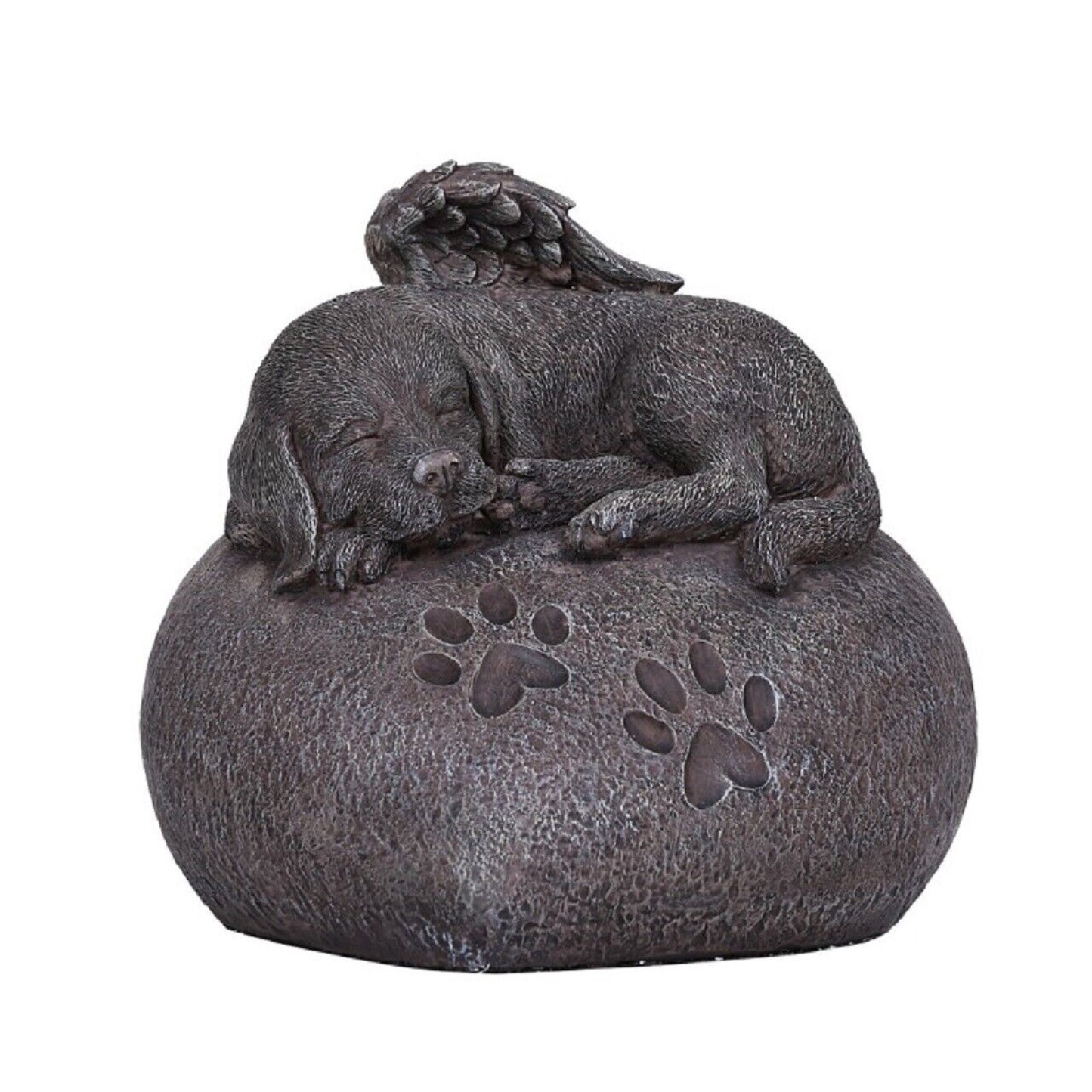 Pet Memorial My Love Sleeping Angle Dog Foot Print Rock Urn Bottom Load 30 Cubic