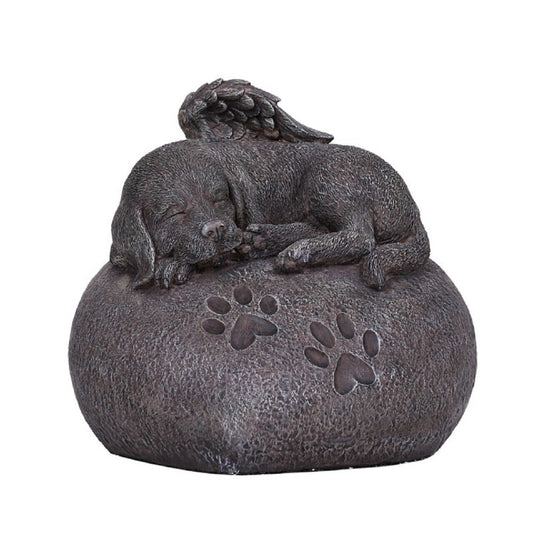 Pet Memorial My Love Sleeping Angle Dog Foot Print Rock Urn Bottom Load 30 Cubic