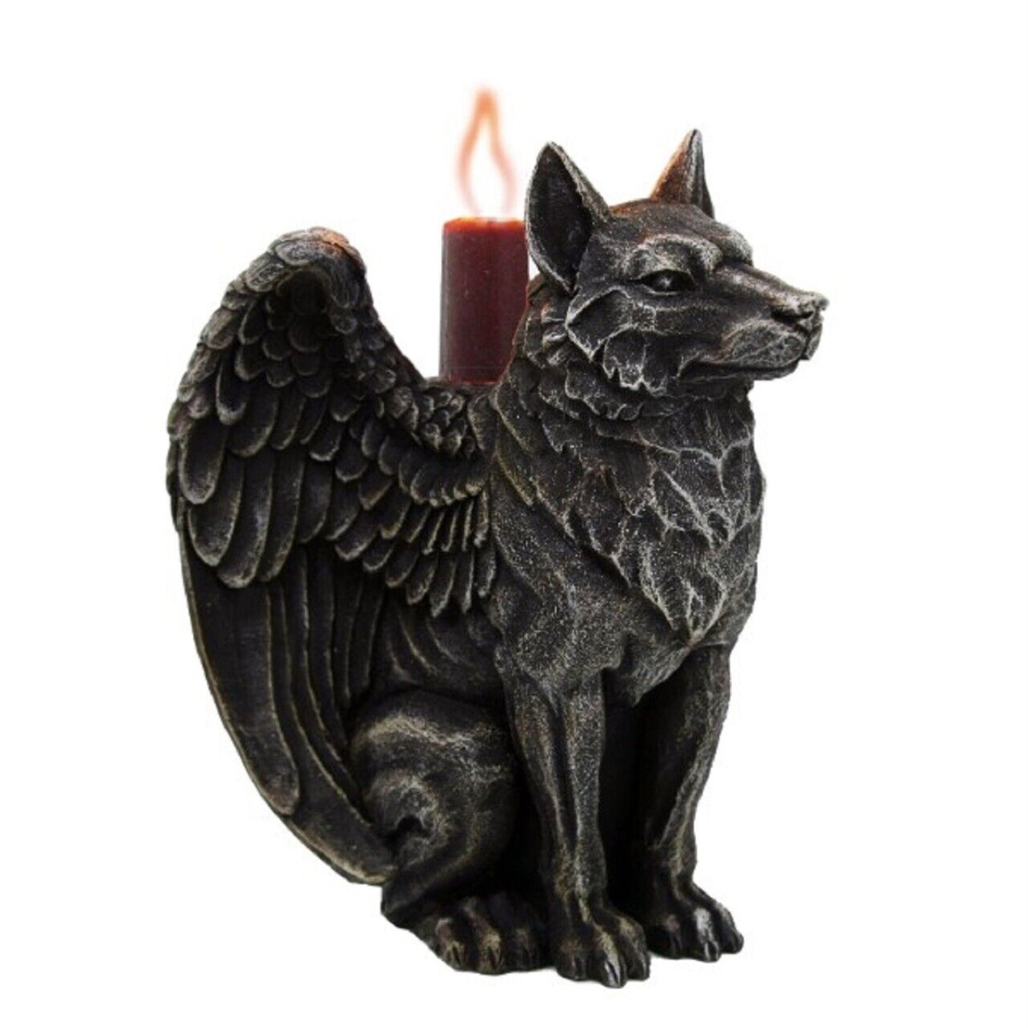 Winged Wolf Gargoyle Home Decorative Resin Figurine Candle Holder