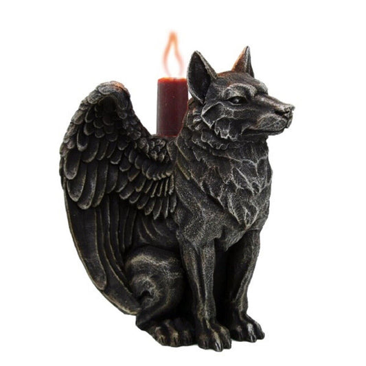 Winged Wolf Gargoyle Home Decorative Resin Figurine Candle Holder