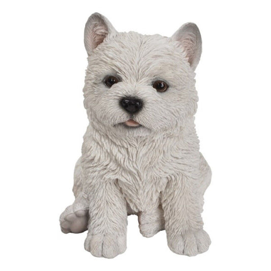 Realistic Look White West Highlands Westie Puppy Dog Home Decorative Resin Figurine
