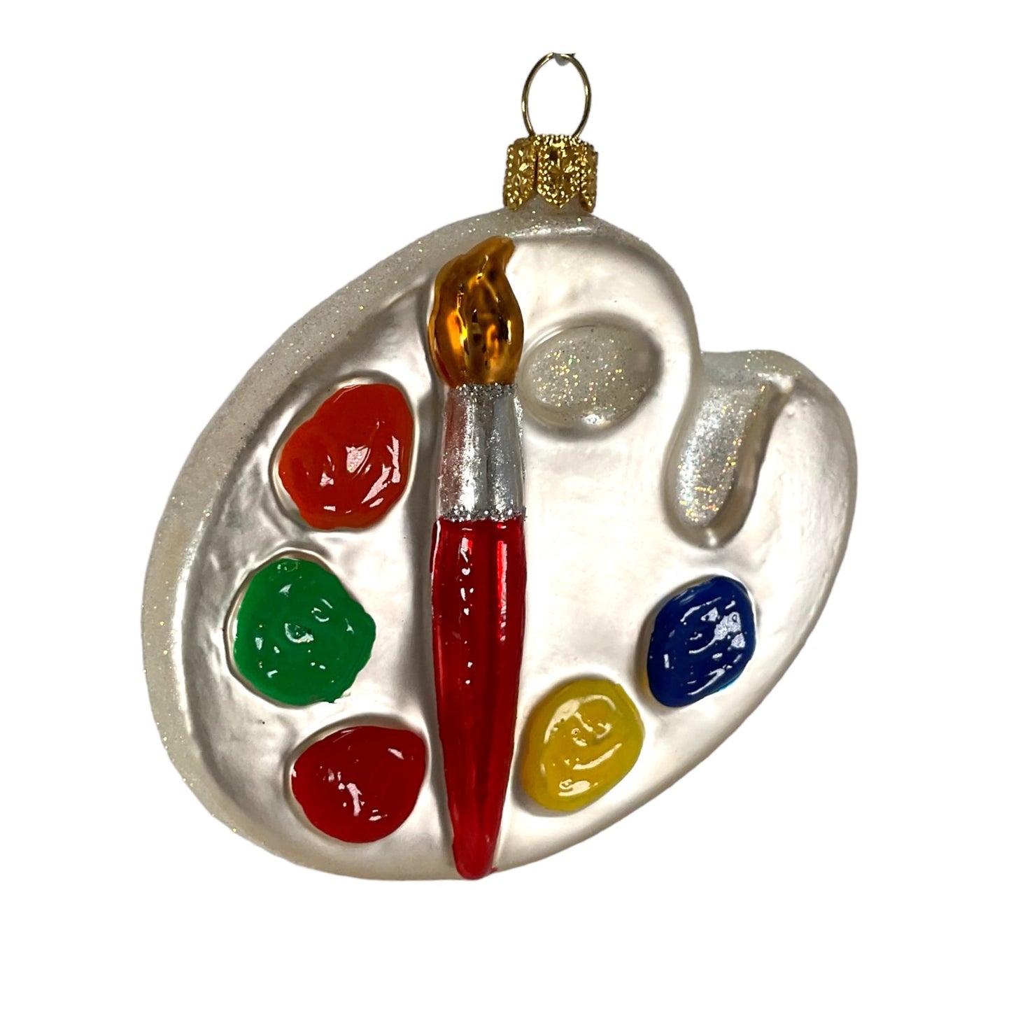 Pinnacle Peak Trading Painter's Paint Palette Polish Glass Christmas Tree Ornament Painting