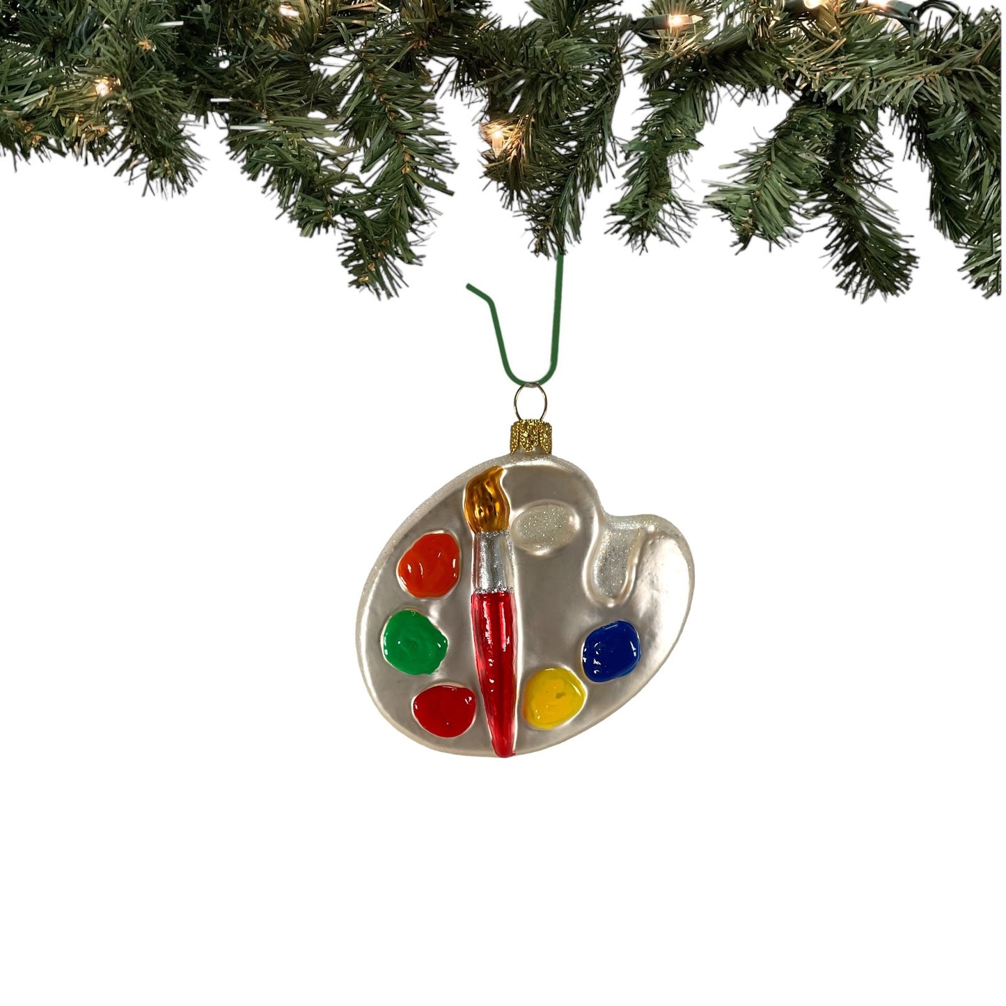 Pinnacle Peak Trading Painter's Paint Palette Polish Glass Christmas Tree Ornament Painting