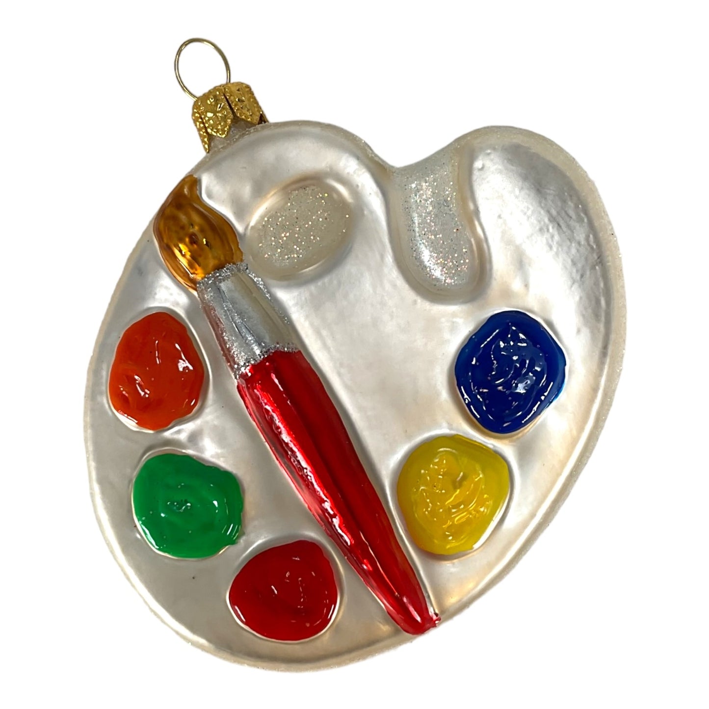 Pinnacle Peak Trading Painter's Paint Palette Polish Glass Christmas Tree Ornament Painting