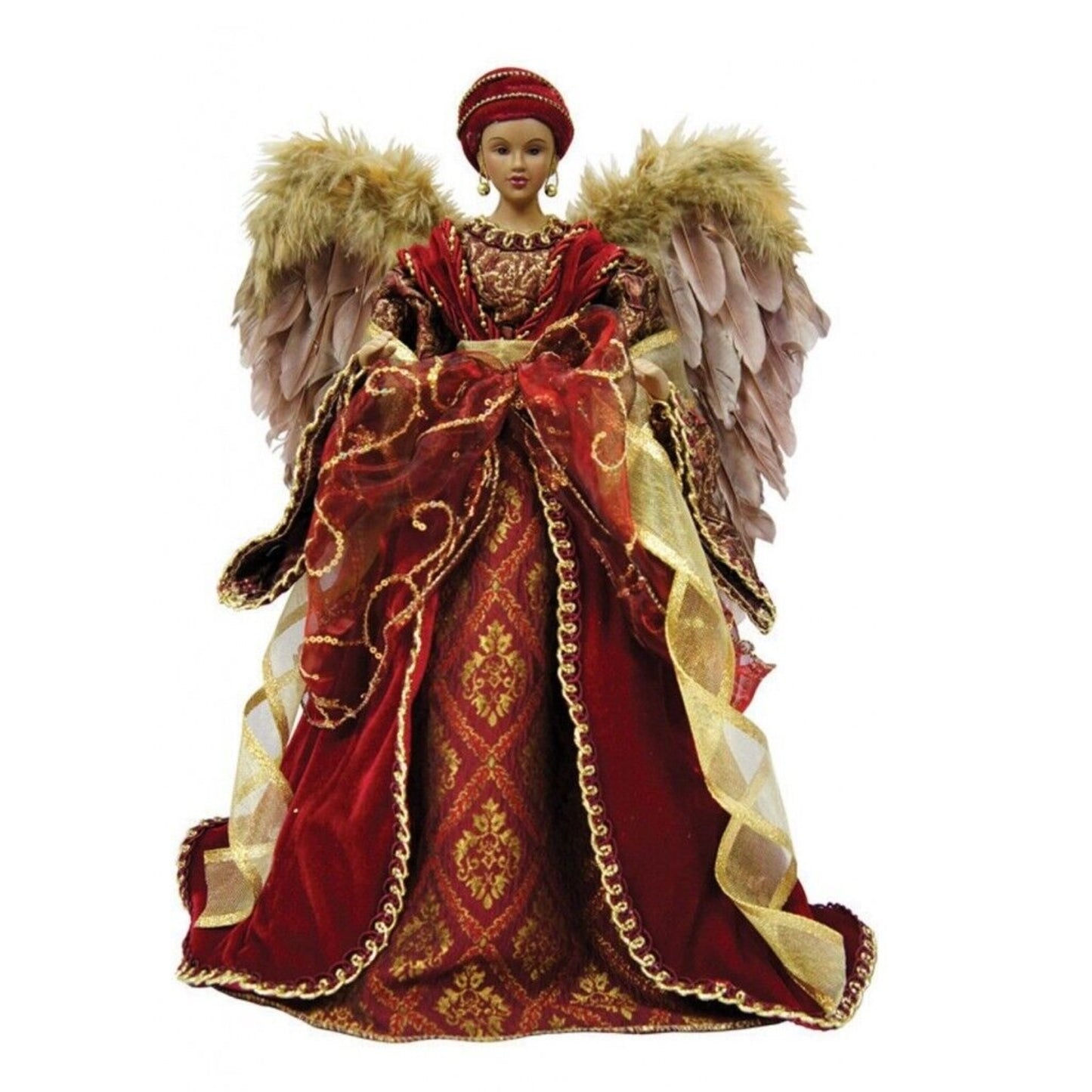 Santa's Workshop Multi-color Solid Print Wooden American African Diva Angel Christmas Tree Topper, 16"