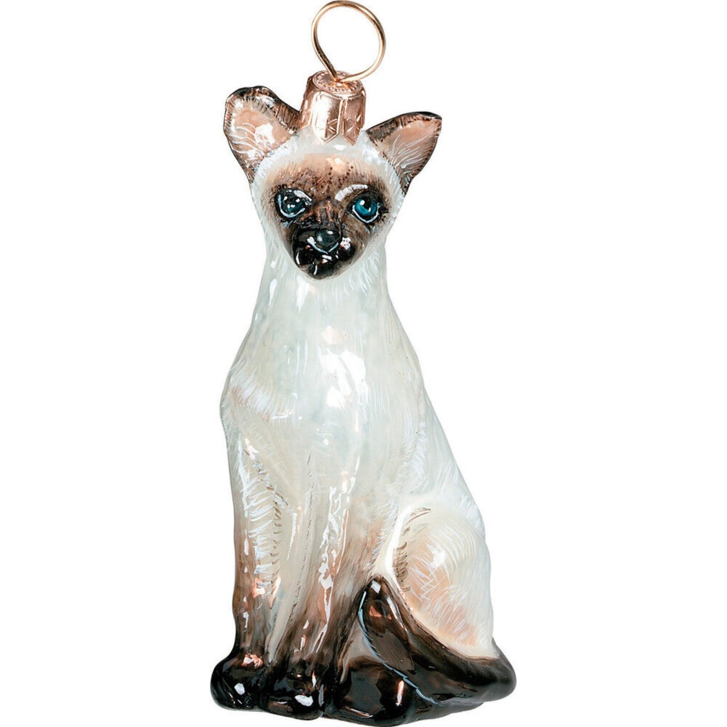 Joy to the World Siamese Oriental Cat Glass Polish Christmas Ornament Made in Poland Decoration