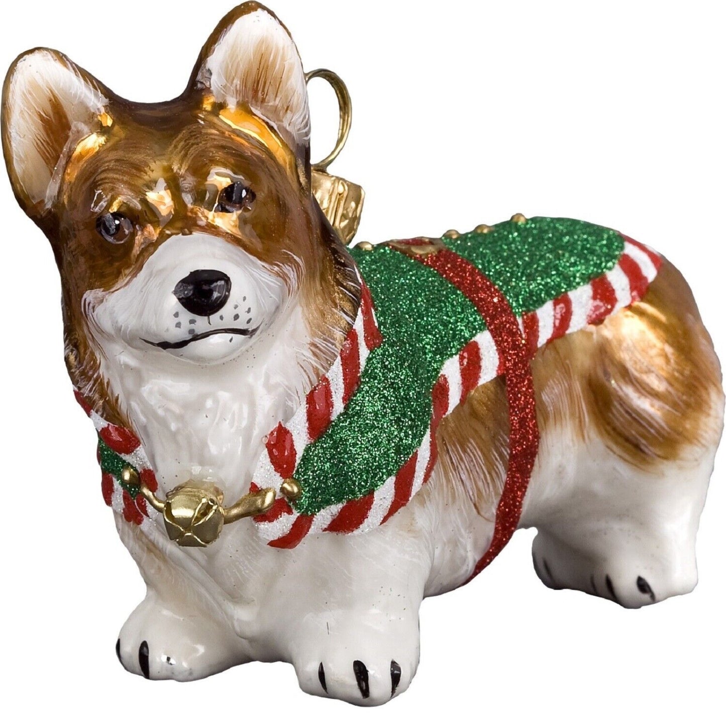 Joy to the World Pembroke Welsh Corgi Santas Little Yelper Dog Polish Glass Christmas Ornament