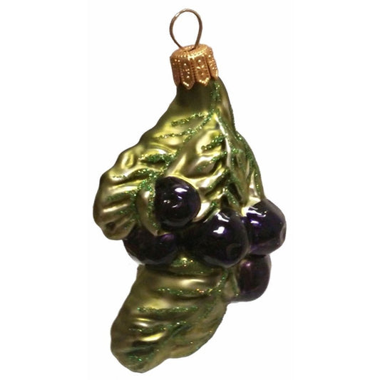 Pinnacle Peak Trading Blueberries on Leaf Fruit Polish Glass Christmas Ornament Holiday Decoration
