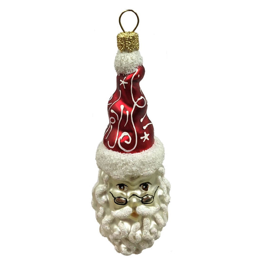 Pinnacle Peak Trading Santa Claus Face with Glasses Polish Glass Christmas Tree Ornament Decoration