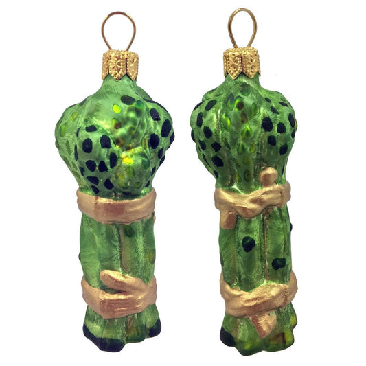 Pinnacle Peak Trading Bunch of Asparagus Polish Glass Christmas Ornaments Set of 2 Food Vegetable