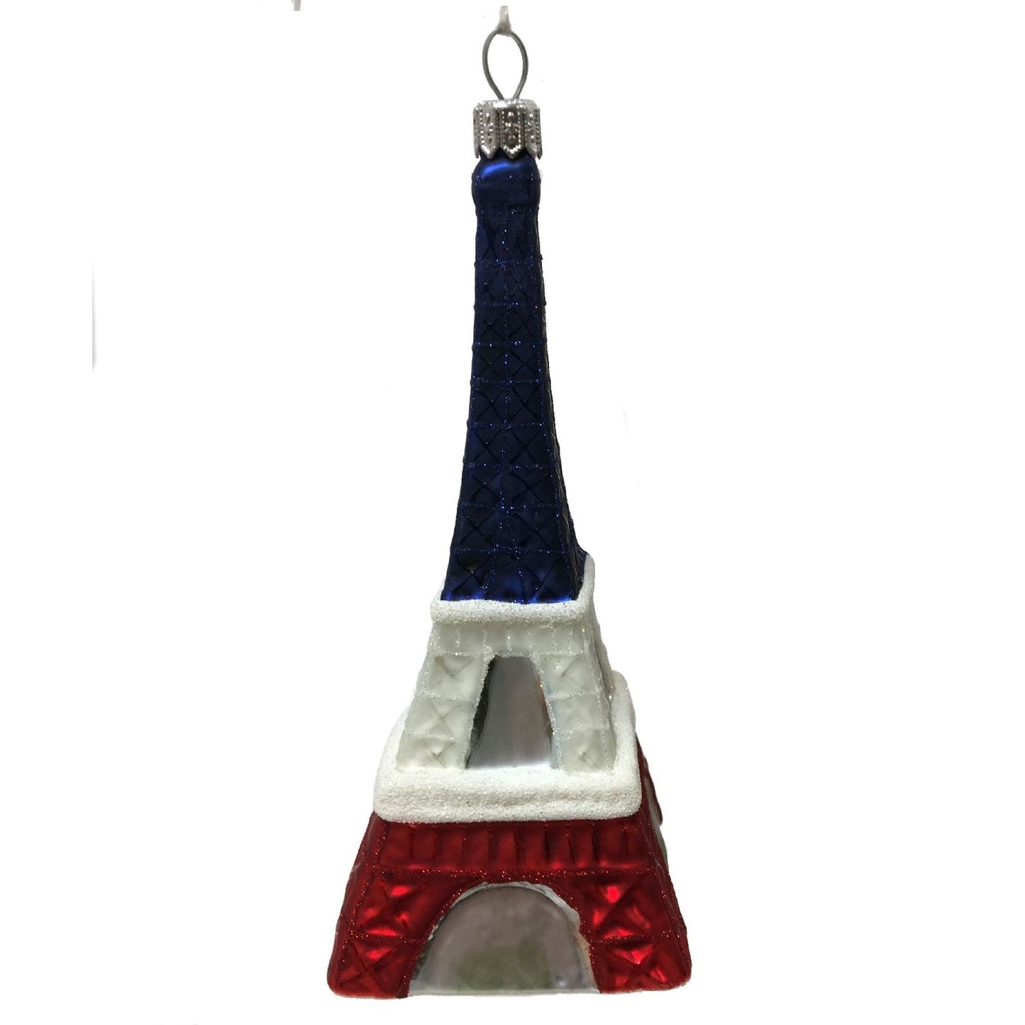 Pinnacle Peak Trading French Flag Colored Eiffel Tower Polish Glass Christmas Ornament Paris France