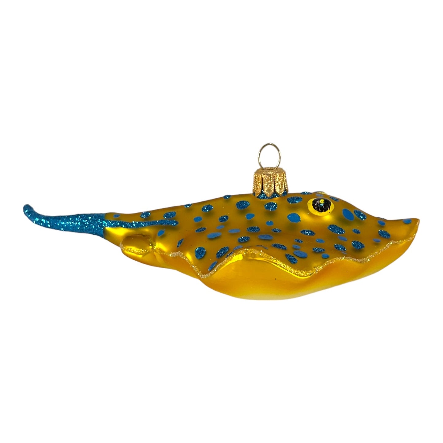 Pinnacle Peak Trading Yellow Spotted Stingray Polish Blown Glass Christmas Ornament Decoration Ray
