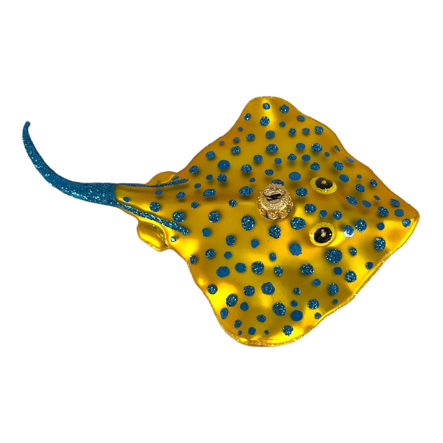 Pinnacle Peak Trading Yellow Spotted Stingray Polish Blown Glass Christmas Ornament Decoration Ray