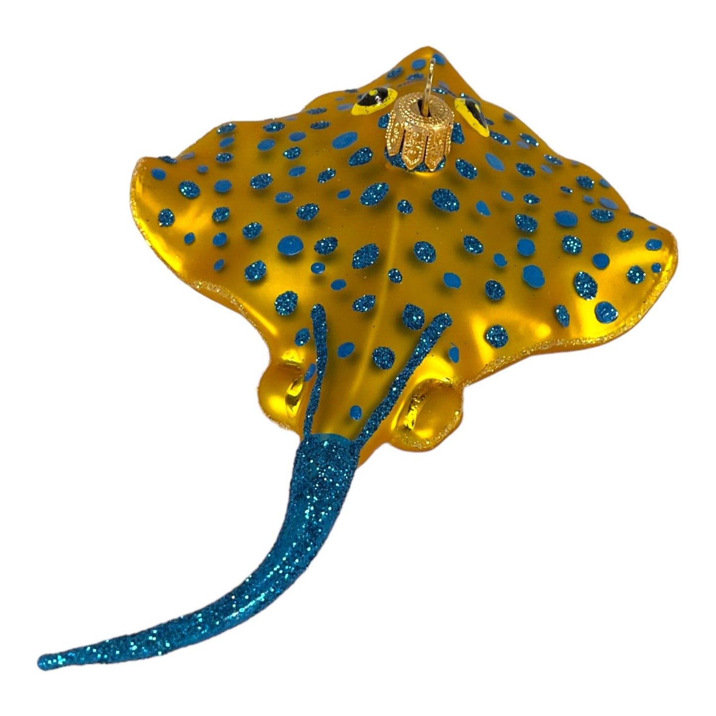 Pinnacle Peak Trading Yellow Spotted Stingray Polish Blown Glass Christmas Ornament Decoration Ray