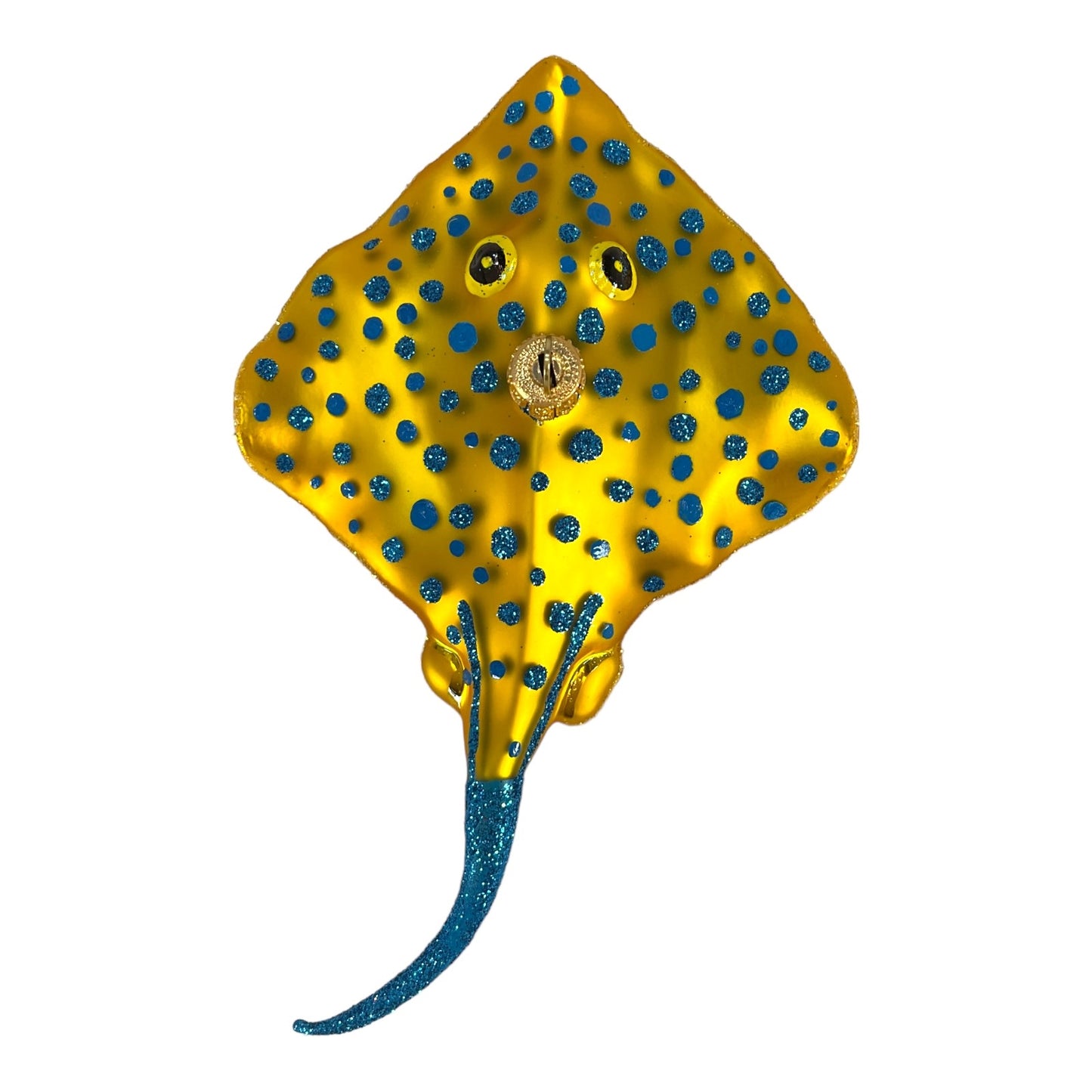 Pinnacle Peak Trading Yellow Spotted Stingray Polish Blown Glass Christmas Ornament Decoration Ray