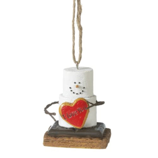 Ganz S'mores Snowman I Love You Ornament Resin Christmas Ornament 2.3 inch