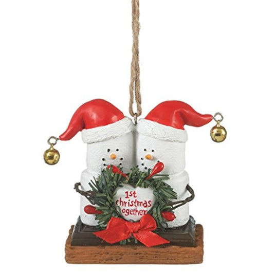 Ganz S'mores Snowman First Christmas Together Snowman Resin Christmas Ornament 2.7 inch