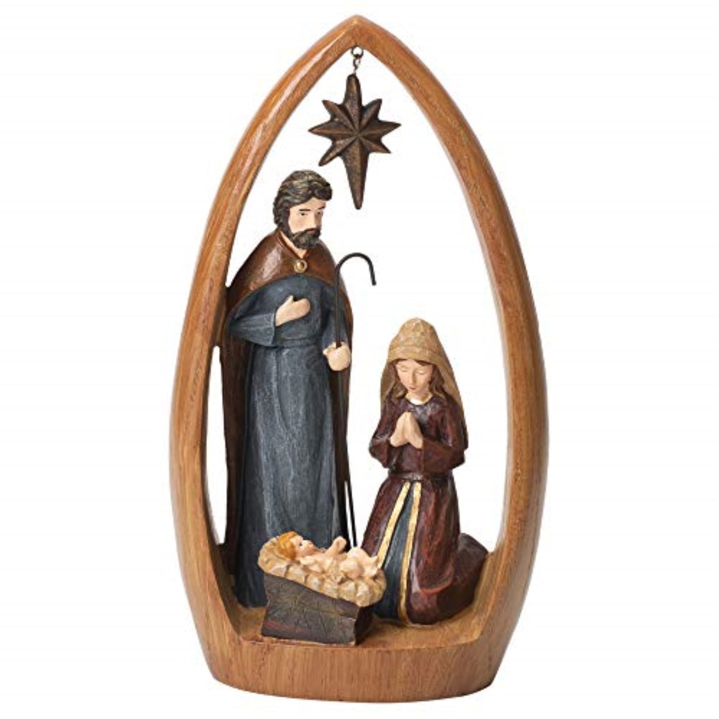Holy Family Religious Stone Resin Christmas Figurine 9 inch