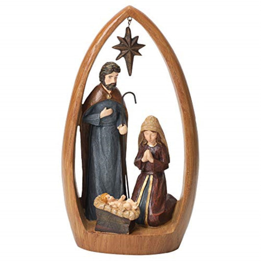 Holy Family Religious Stone Resin Christmas Figurine 9 inch