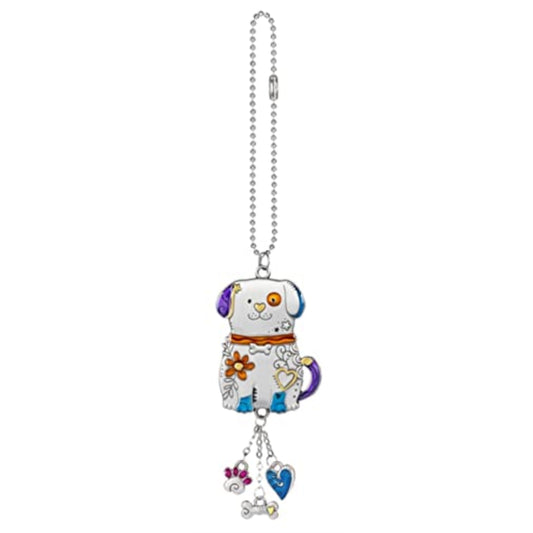 Ganz Multi Color Dog Car Charm 7.5 inches with Silver Chain