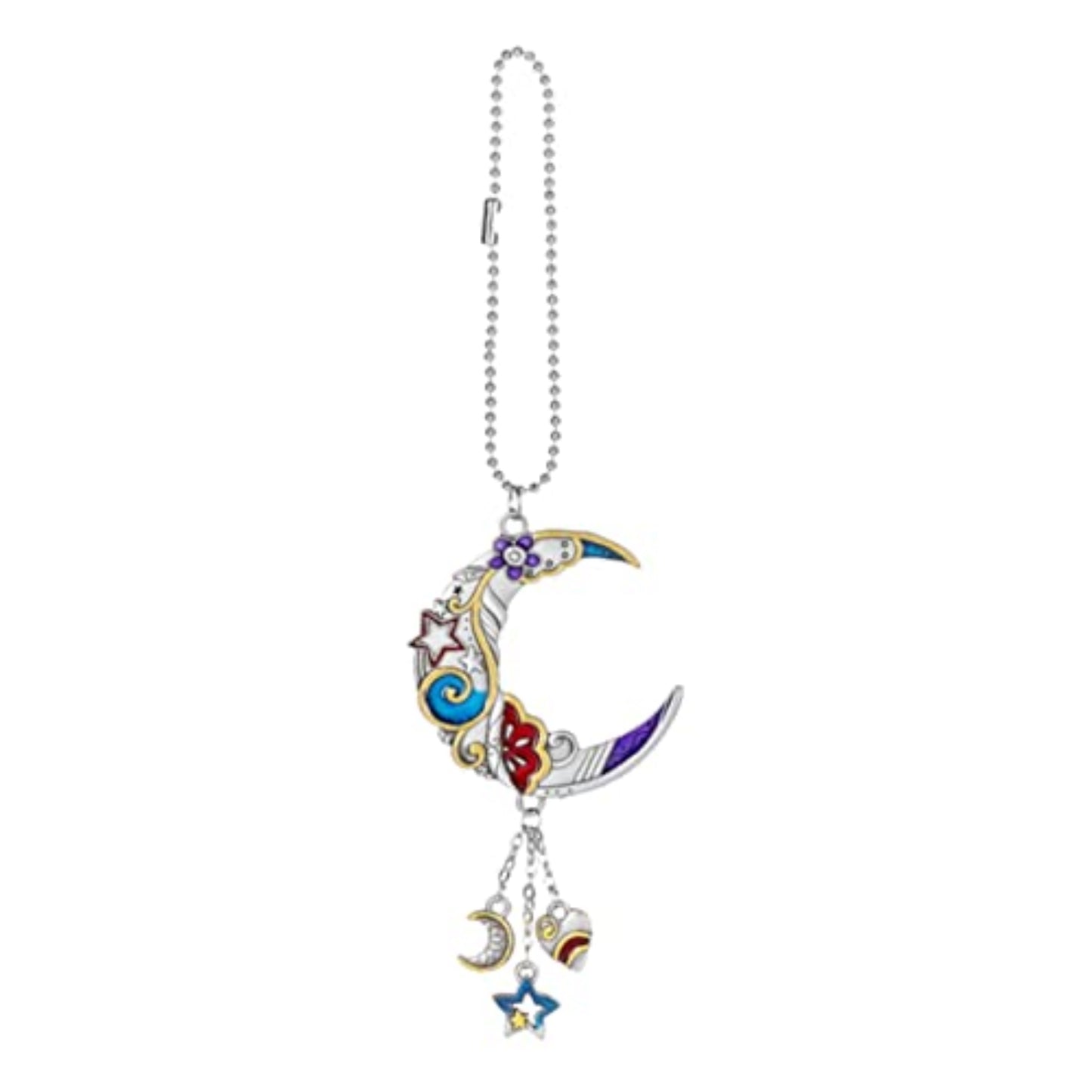 Ganz Multi Color Moon Car Charm 7.5 inches with Silver Chain