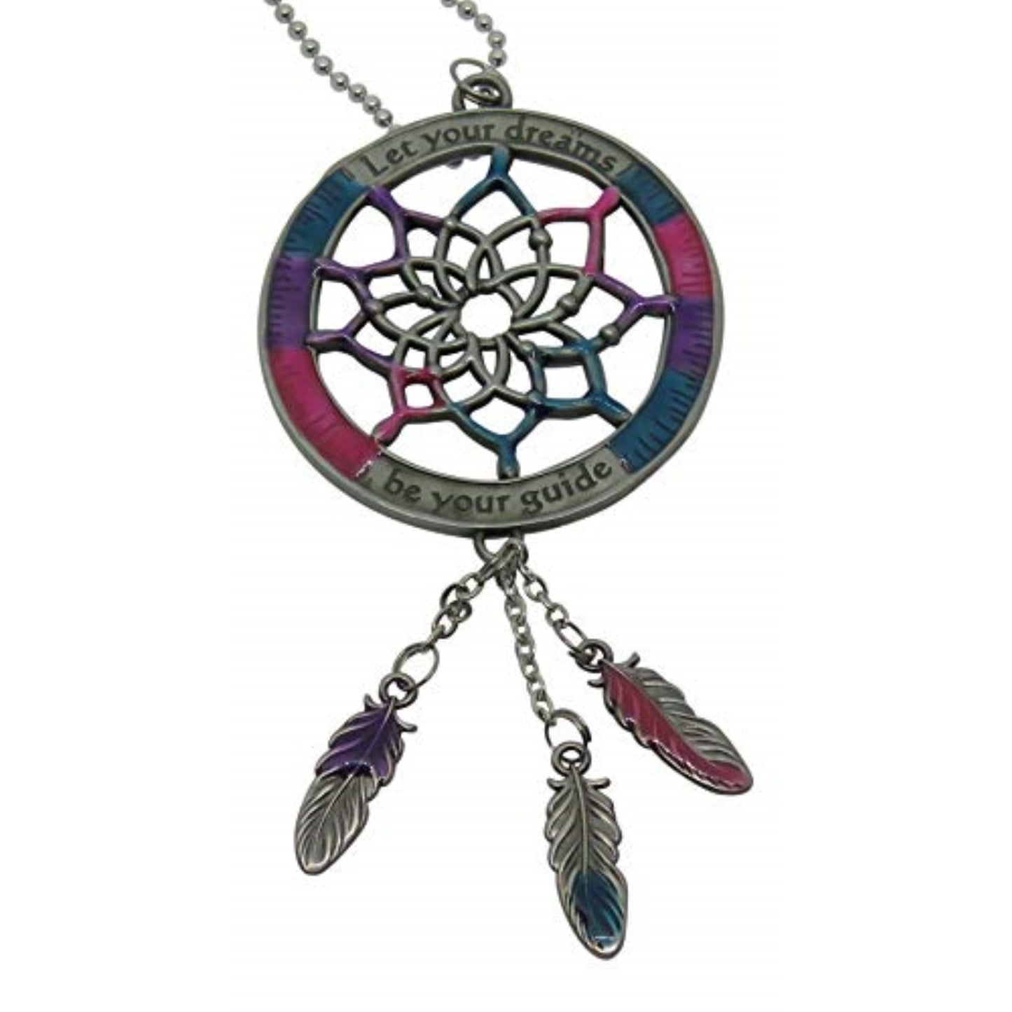 Ganz Multi Color Let Your Dream Be Your Guide Dreamcatcher Zinc Metal Car Charm 7 inches